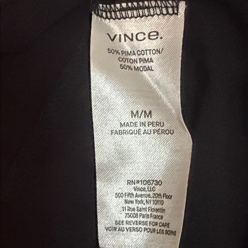 VINCE Essential Black Long Sleeve Top size medium - Picture 7 of 9